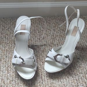 White stappy heels